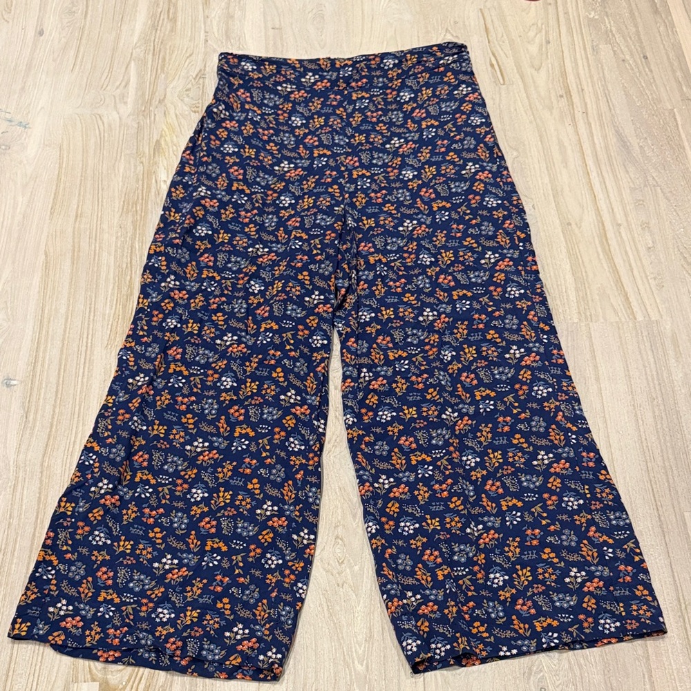 Madewell Floral Ankle Pants - Navy and Orange